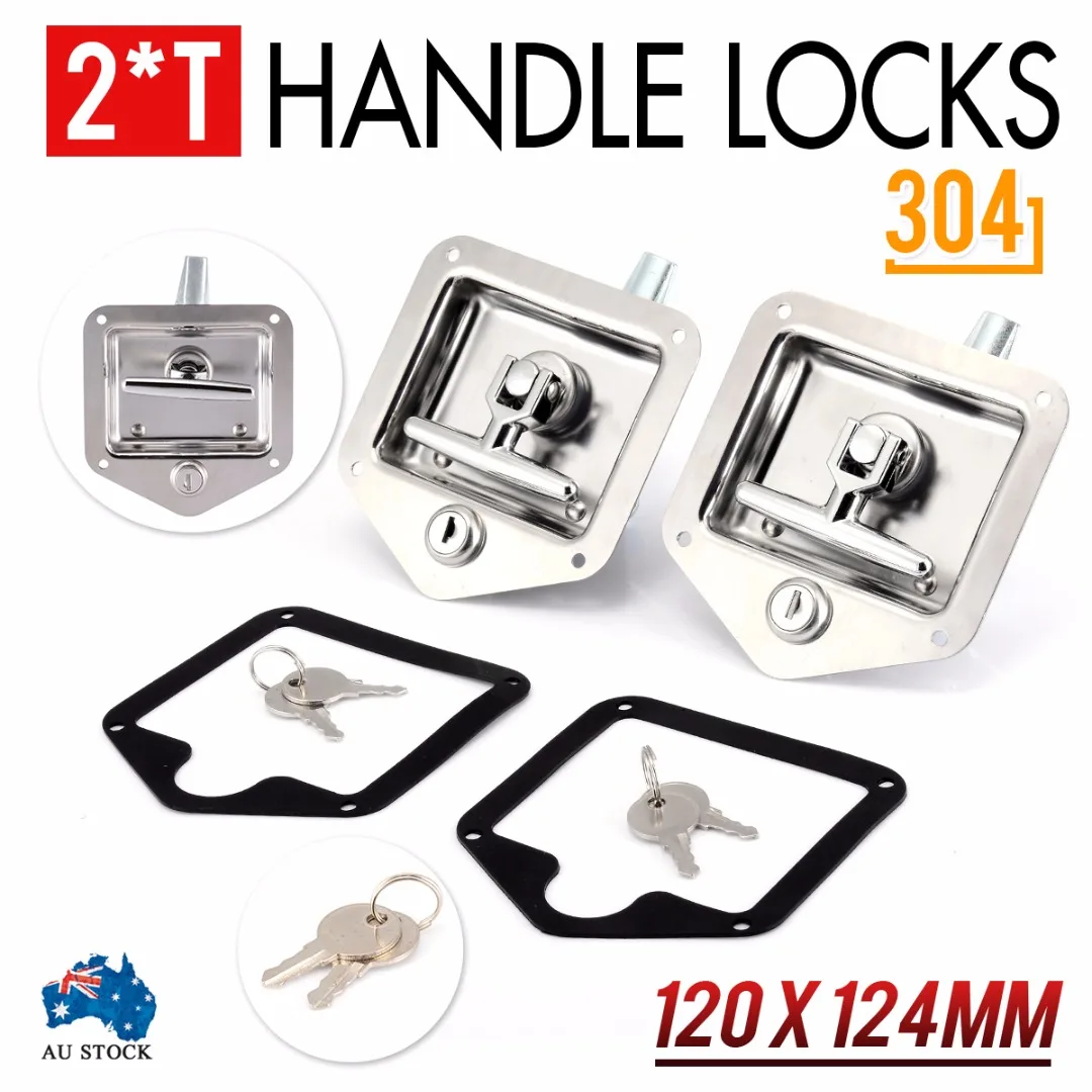 

2pcs Car Folding T-Shaped Handle Lock Stainless Steel Trailer RV Caravan Truck Engineering Vehicles Latch Toolbox Knob Locks