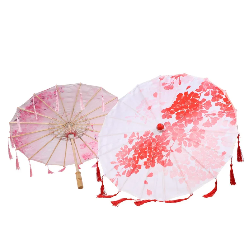 30cm Ribbon 12cm Tassel Umbrella Vintage Parasol For Wedding Party