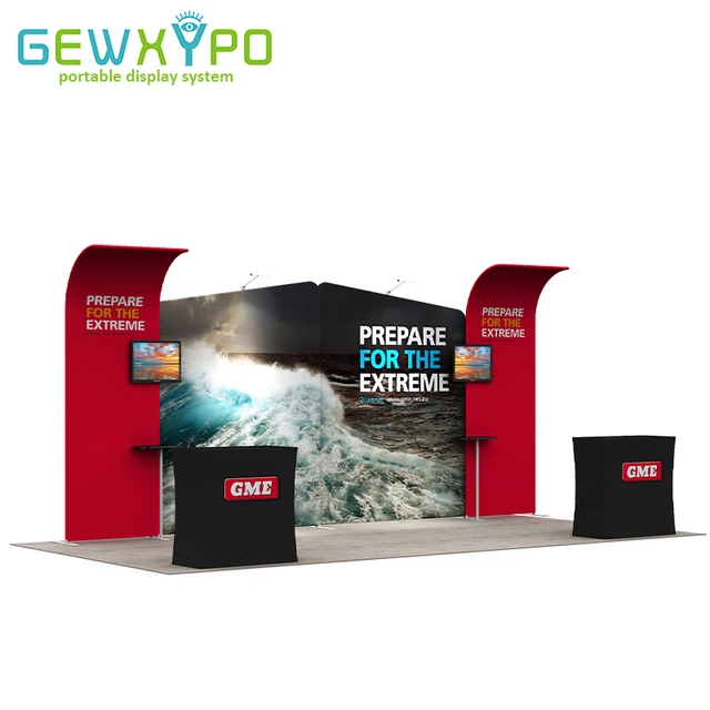 20ft custom trade show display booth kits with counter light roll up banner