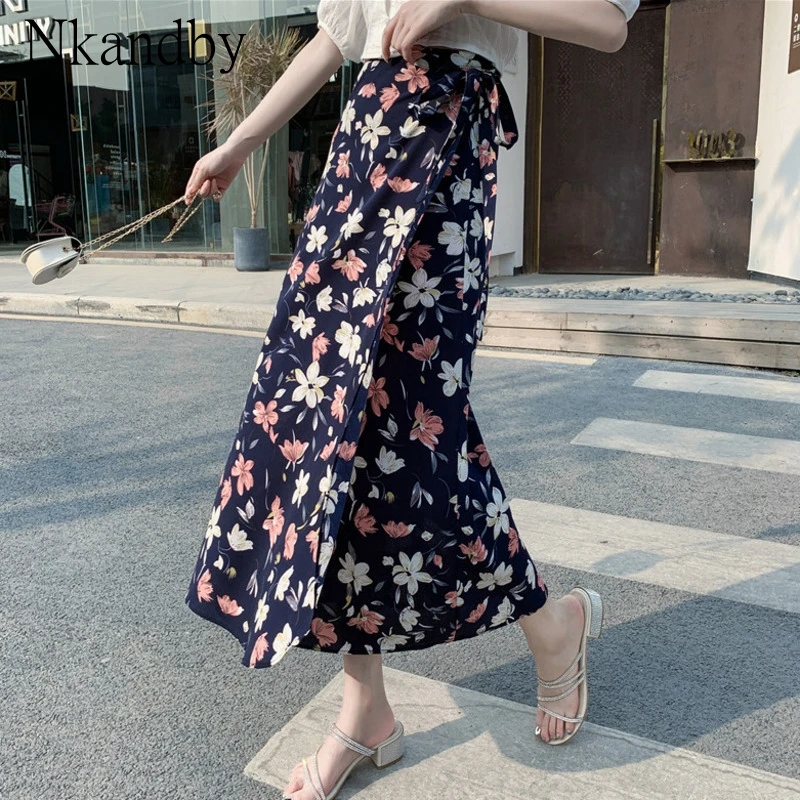 Женская пляжная юбка размера плюс с высокой талией 2020 летние цветочные кружевные