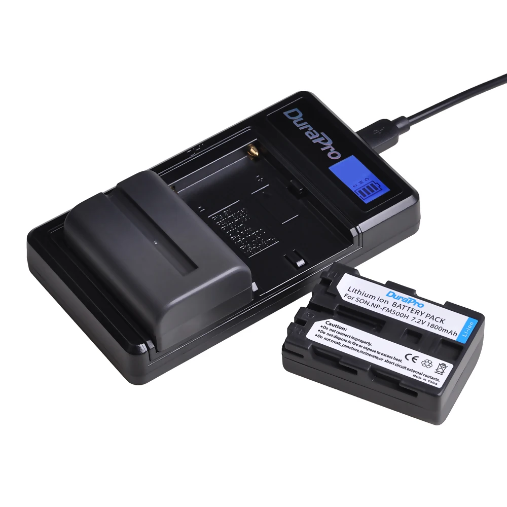 

2PC 1800mAH NP FM500H Camera Battery + LCD Display Charger For Sony NP-F550 F570 F770 F750 F960 F970 FM70 QM91D Battery