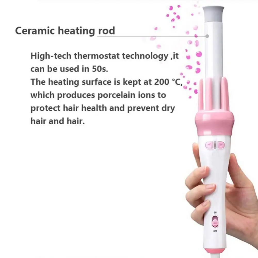 80% Hot Sale Automatic Rotary Ceramic Curl Iron Wand Heat Resistant Hair Curler Styling Tool