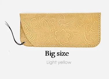 Vazrobe первый слой кожаный чехол для очков для мужчин и женщин ручной работы большой/маленький размер футляры для солнцезащитных очков портативный держатель для очков для чтения - Цвет: yellow big size
