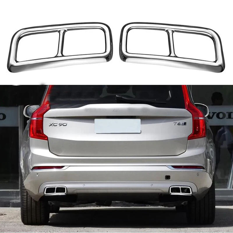 Задний двойной глушитель для Volvo XC90 S90 XC60 2014-2019 накладки на наклейки трубу из