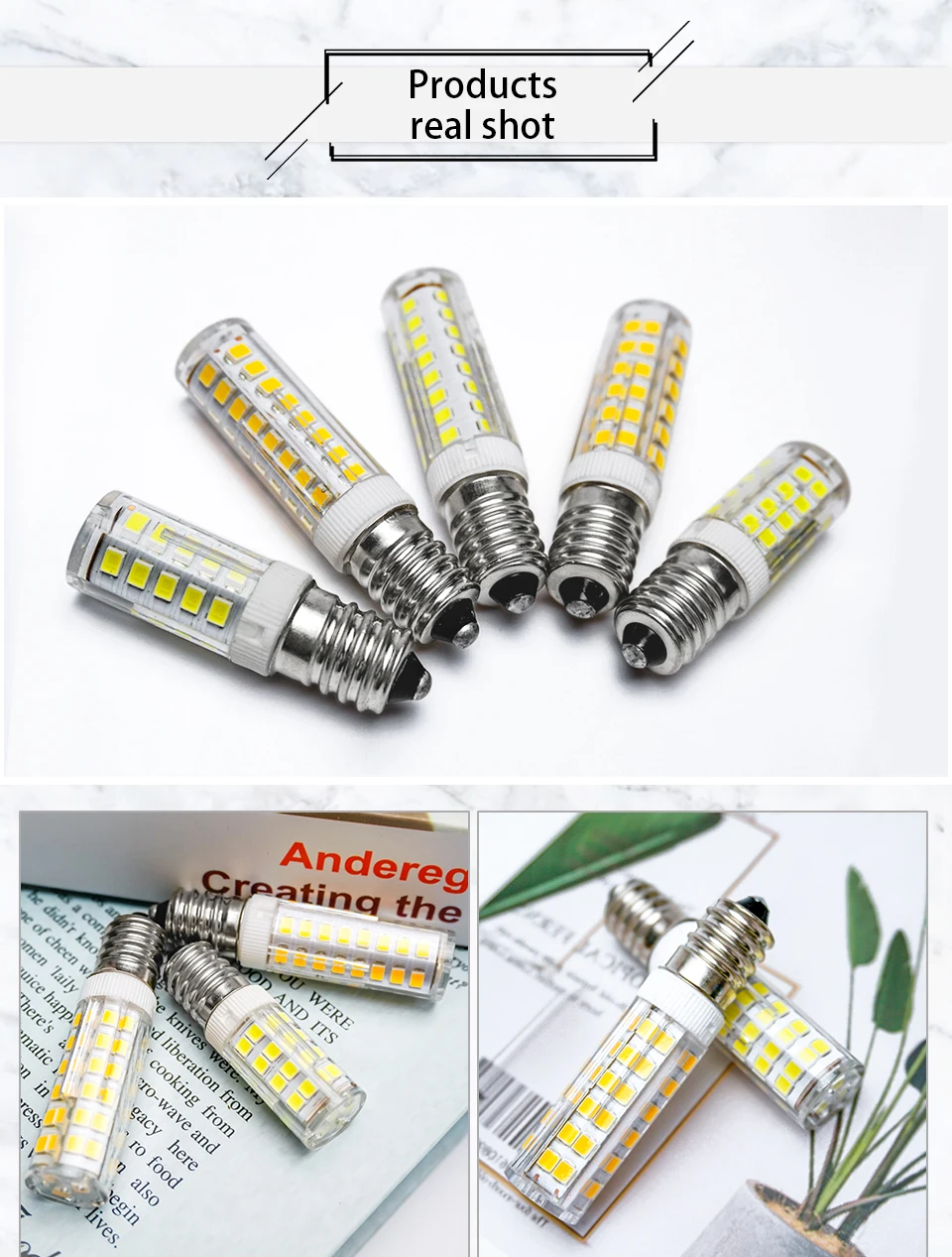 6pcs/lot LED Lamp E14 3W 4W 5W 7W AC220V 230V 240V Bombillas LED Light Corn Bulb SMD2835 Crystal Candle For Chandeliers Lighting