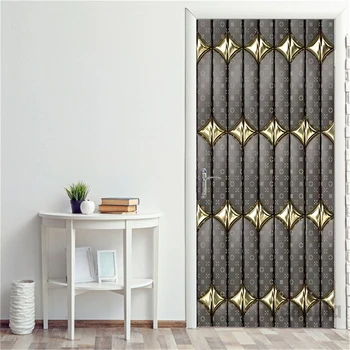 

3D Door Stickers Leather Bag Style Modular Poster Print Sticker Mural Waterproof Pvc Self-Adhesive Stickers Home Decoration