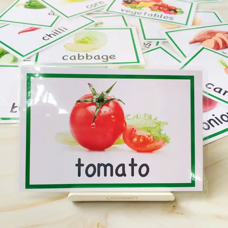 pcs Vegetable Montessori English Learning Word Cards Baby Flash Cards Kindergarten Early Educational Toys Memory Game For Kids Aliexpress