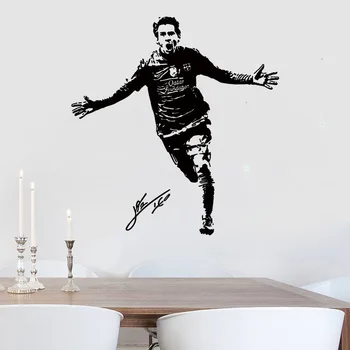 

Home decor 3d messi wall stickers for bedroom self adhesive football wall decals for living room