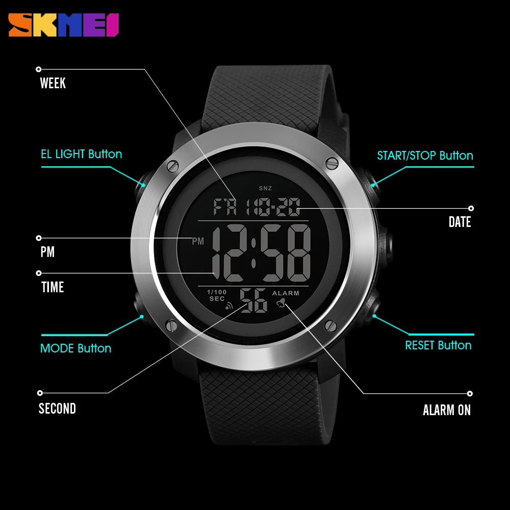 SKMEI Роскошные спортивные мужские часы модные повседневные водонепроницаемые наручные часы светодиодный цифровой военный Chrono часы мужские Relogio Masculino