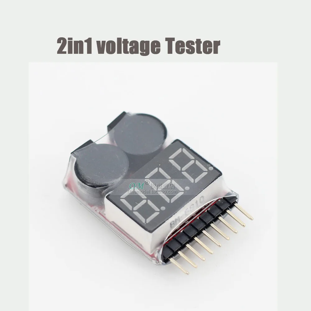 M./-1pcs/3pcs/6pcs/1-8S Lipo Li-ion Fe Battery Voltage 2in1 voltage Tester Low Buzzer LED 3.7-30V Dual Speaker BB ring | Игрушки и хобби