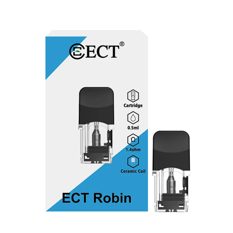 

ECT Robin Vape Pod System Kit Empty Replacement Pod Atomizer Tank for E Cigarettes E Liquid & Thick CBD Oil also fit JUL Battery