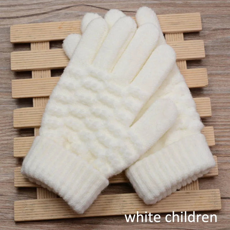 White Children 1 пара ветронепроницаемых, сохраняющих тепло, вязаные перчатки, полный палец, варежки 21*12 см, для путешествий на открытом воздухе, зимние перчатки унисекс - Цвет: White Children