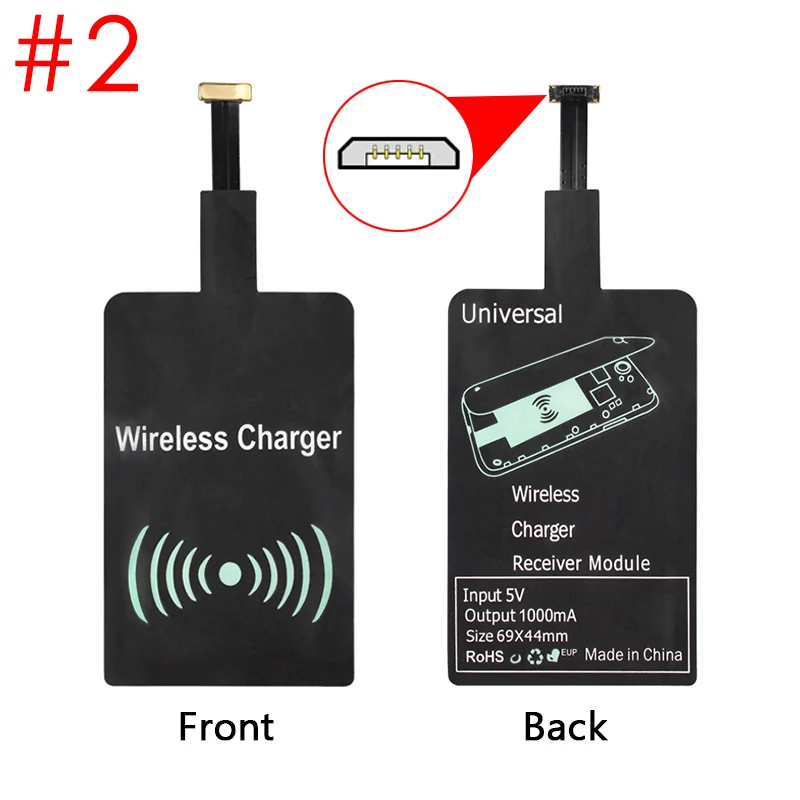 New QI Wireless Charging Receiver for Universal Mobile JR Deals - Plug Type: US