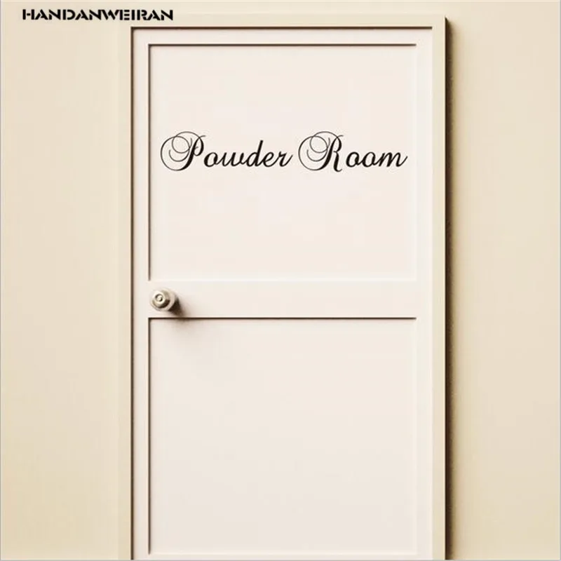 

1PC Black English Logo Pawder Room Bathroom Wall Sticker Creative For Office Home Pvc Stickers Carving New Products Door Decals