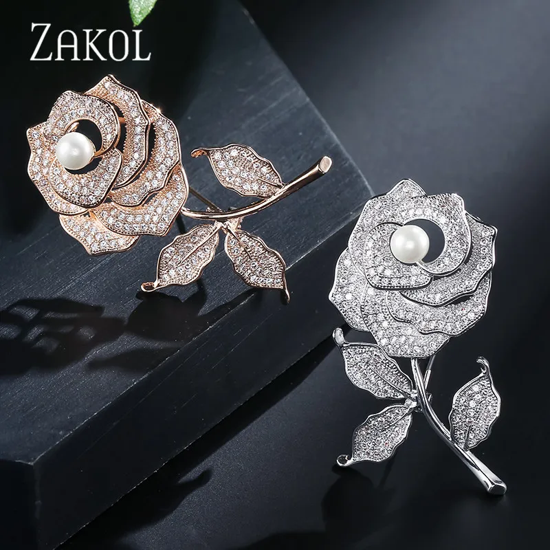 ZAKOL модные броши в форме цветка розы для женщин ювелирные изделия Банкетная брошь Femininos аксессуары для одежды FSXP1013