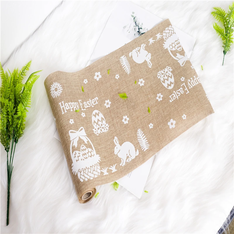 

Easter Decoration Linen Table Flag Easter Bunny Egg Print Table Flag Holiday Decoration Home Accessories