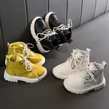 Новая модная Осенняя детская обувь; детские спортивные короткие ботинки на молнии для мальчиков и девочек; повседневная обувь для детей 1-3 лет