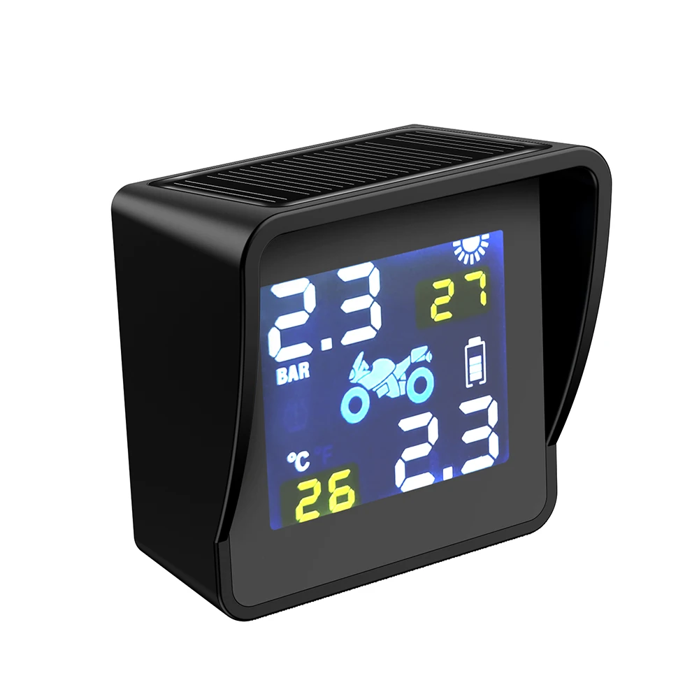 Солнечная беспроводная система контроля давления в шинах мотоцикла TPMS lcd Интеллектуальный внешний датчик Монитор давления в реальном времени