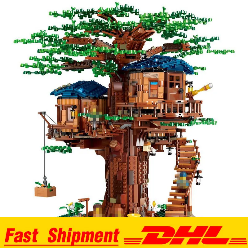 

IN STOCK DHL Ideas Tree House Model 3117Pcs Leaves of Two Colours Building Blocks Bricks Toys Compatible 21318 Chirstmas Gifts