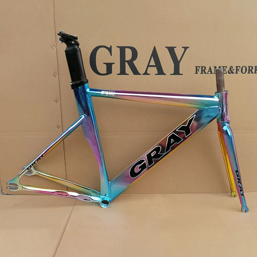 Grijs Fixed Gear Fietsframe Aluminium Half Carbon Voorvork Single Speed  Fixie Bike Frameset Straat Fietsen Onderdelen|Bicycle Frame| - AliExpress