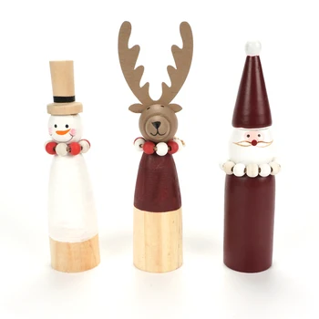 

Christmas decorations for home wooden snowman Santa Claus reindeer dolls mini ornaments Xmas 2019 new year party diy gifts