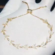 Monaco S925 Стерлинговое серебро Кристалл Листья Шарм Браслеты Мода Хип-хоп панк листья цепь браслет с блестками известные ювелирные изделия