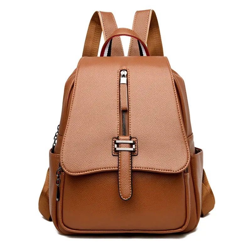 Женский кожаный рюкзак, женская сумка на плечо, сумка для девушек, винтажный школьный рюкзак для девочек-подростков, рюкзак для путешествий - Цвет: Brown