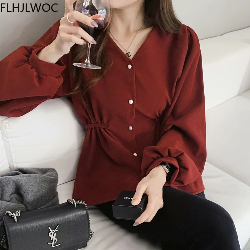 2021 Hot Sales Japanese Preppy Style Girls Bow Tie Chic Tops Cute Sweet Solid Korea Design Single Breasted Button Women Shirts 3
