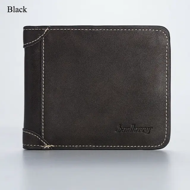 Men's Wallet Foldable Small Money Purses Leather Wallet Luxury Billfold Hipster Cowhide Credit Card/ID Holders Style B Black