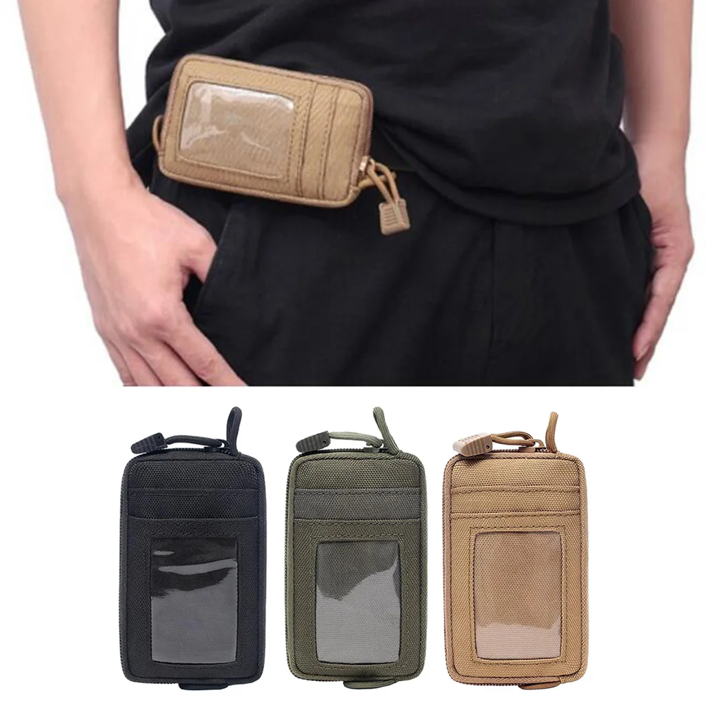 

Camping Belt Purse Outdoor Waist Bag Compact with ID Window Oxford Cloth