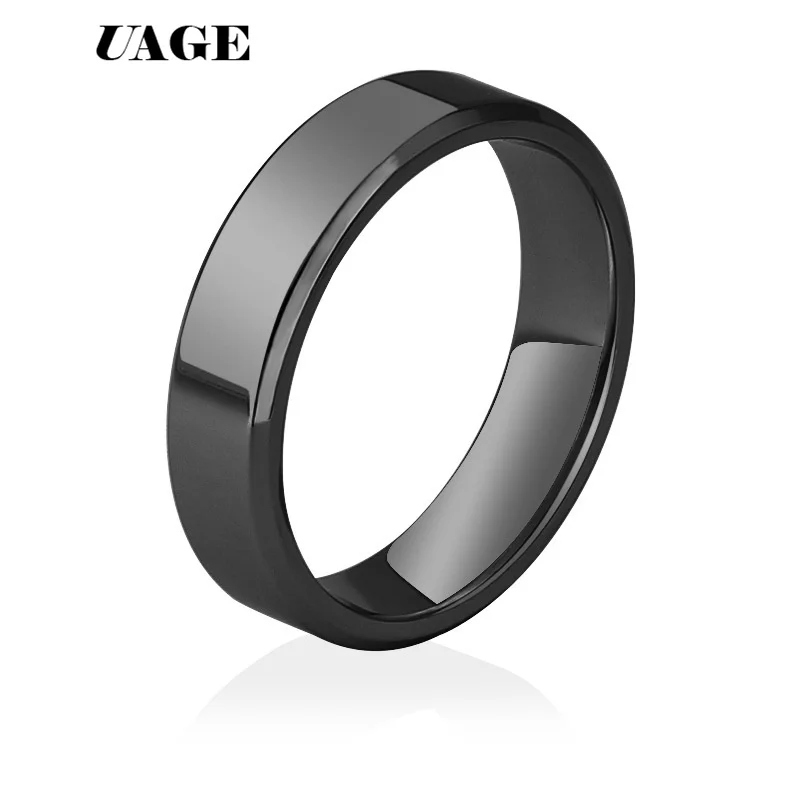 

UAGE Stainless Steel Rings Black Rose Gold Anti-allergy Smooth Simple personalized custom Wedding Couples Rings Bijouterie