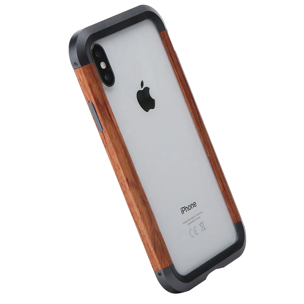 Железная деревянная рамка противоударный чехол для телефона для Iphone X XS Max чехол бампер задний Bover простой индивидуальный мобильный чехол для телефона - Цвет: Black