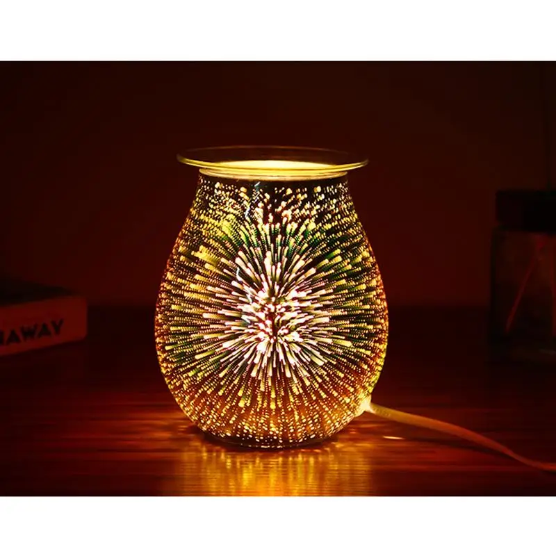 Oil Diffuser Electric Candle Warmer Glass Wax Melt With 3D Firework Effect Night Light Tart Burner Aroma Decorative Lamp | Дом и сад