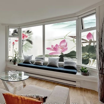 

Lotus self-adhesive frosted glass film opaque window sticker decoration office bathroom glass sticker