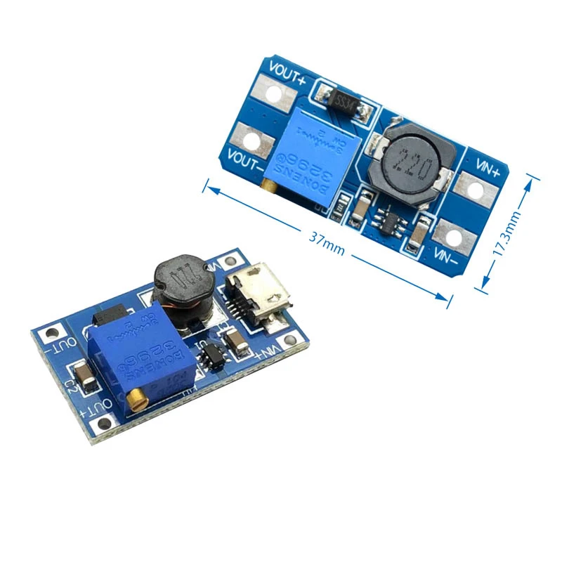 MT3608 DC-DC регулируемый Повышающий Модуль 2А с MICRO USB 2в-24в до 5В 9В 12В 28В | Электронные