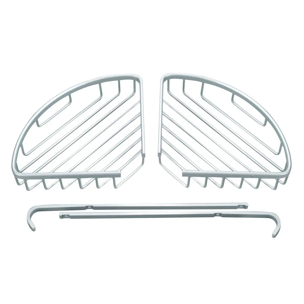 

Bathroom Corner Shelf 2 layer space Double Tiers Triangle Shower Basket Shampoo Soap Cosmetic Storage Shelves Rack Aluminum New