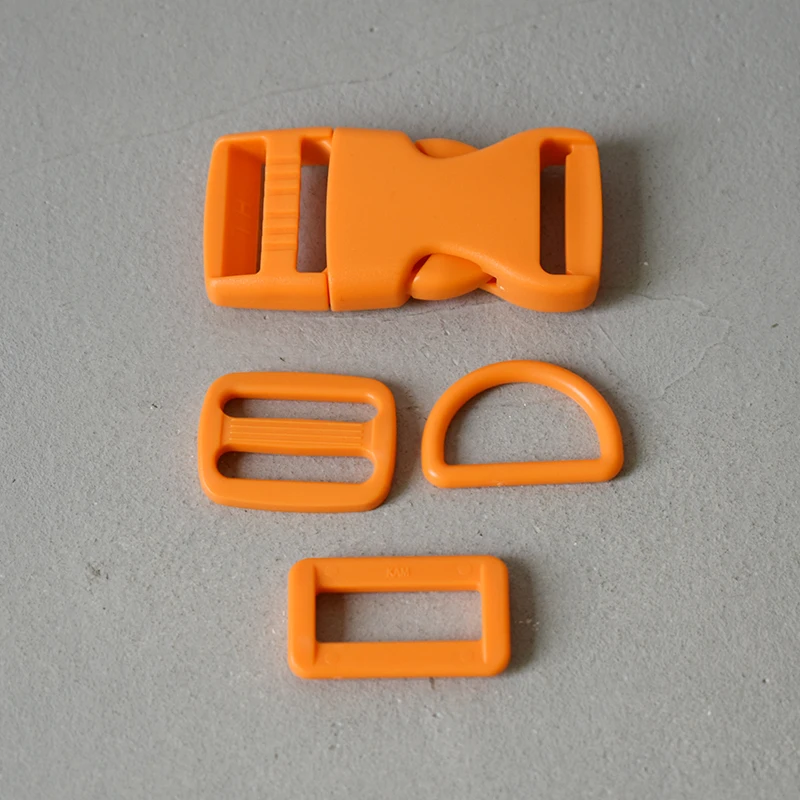 Orange 50 sets strong plastic side release buckle belt buckle D rings 25mm clip clasp straps bag luggage DIY dog cat collar accessories - Цвет: Orange