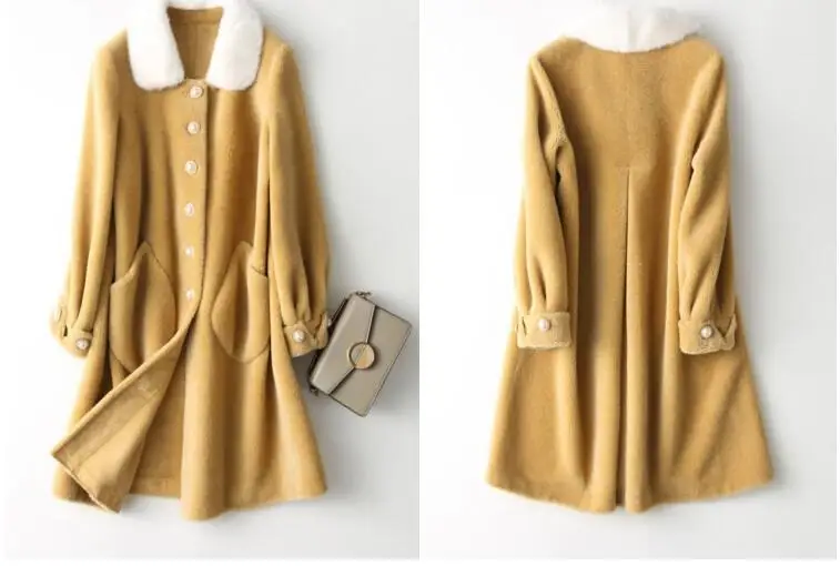 Real Fur Coat Mink Fur Collar Wool Jacket Autumn Winter Coat Women Clothes Sheep Shearling Korean Tops Abrigo Mujer ZT3668