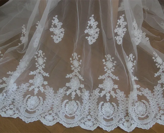 

130CM width clothing double embroidery flower mesh yarn European embroidery lace handmade scarf cloth diy fabric