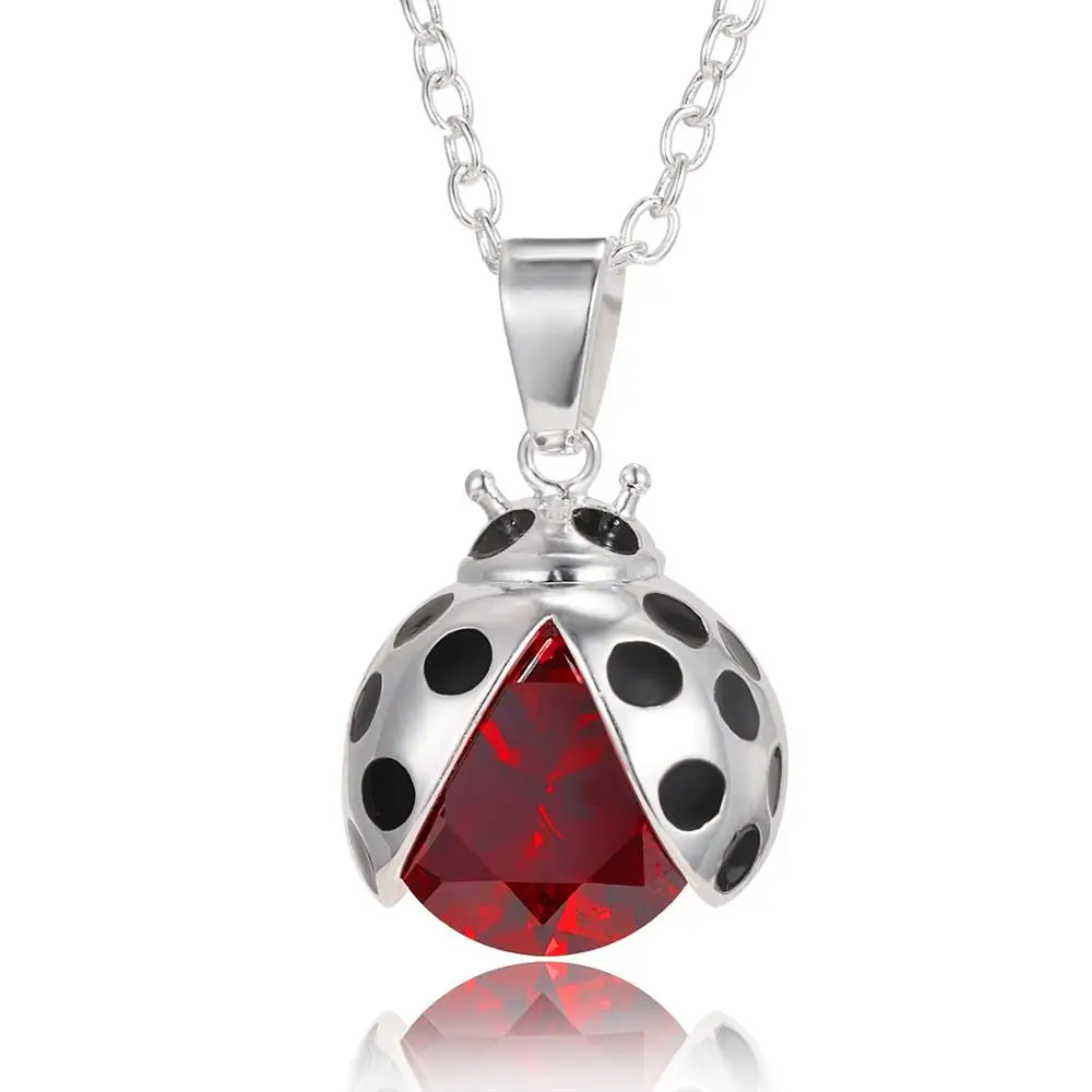 

Belleper New Fashion Gold Silver Pendant Ladybug Charm Necklaces Cute Insect Ladybird Animal Jewelry Rhinestone Lovely Necklace