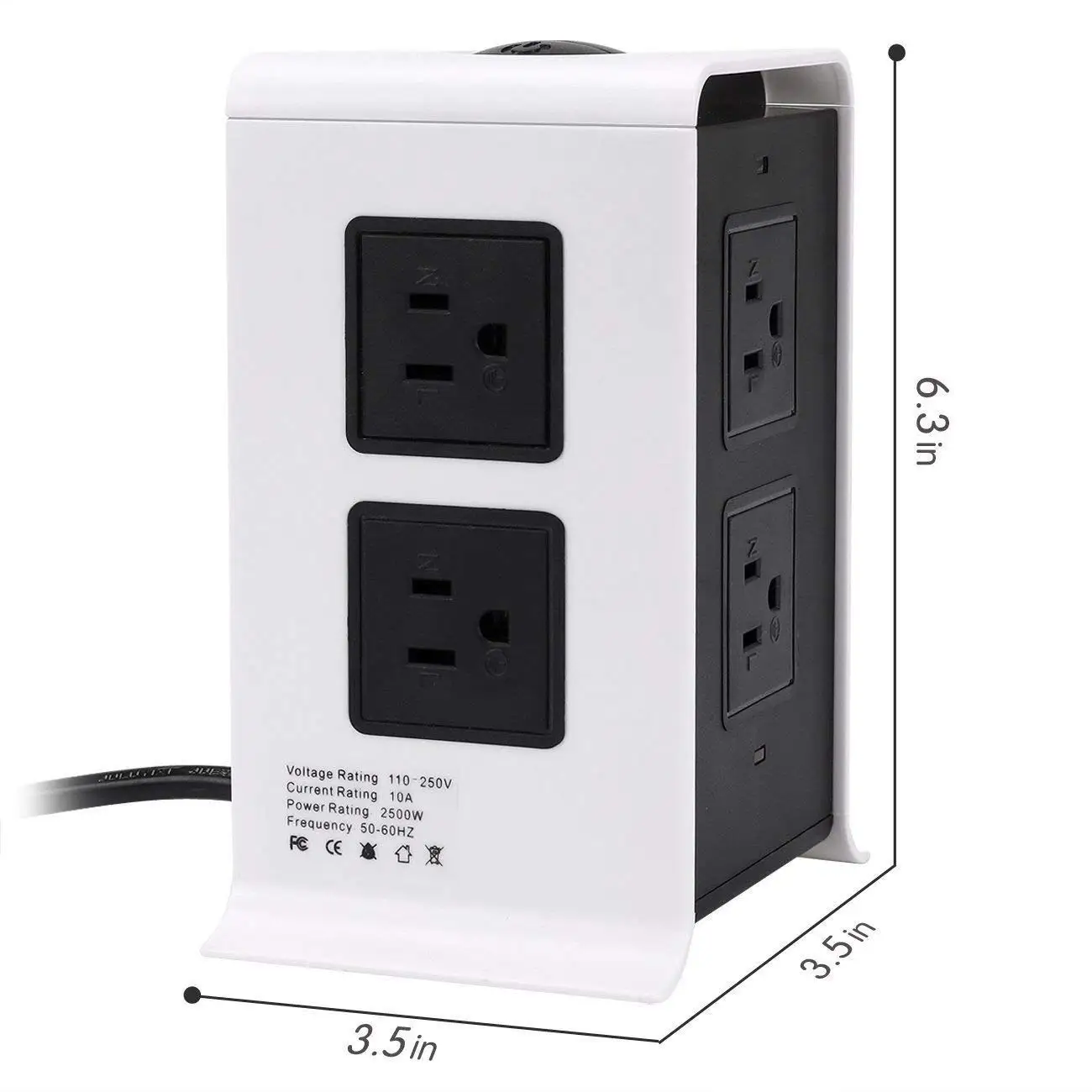 Вертикальный сетевой фильтр защита от перенапряжения с 8 розетками AC/US USB