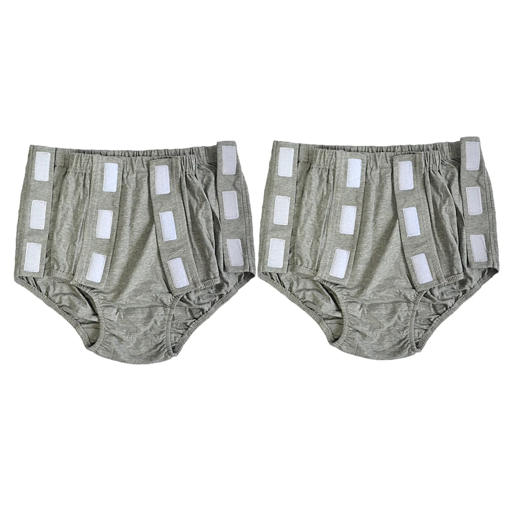 2pcs Reusable Incontinence Briefs Snap-On Underpants Pants Cotton Underwear Washable for Adults Men, Easy to Wear XXL