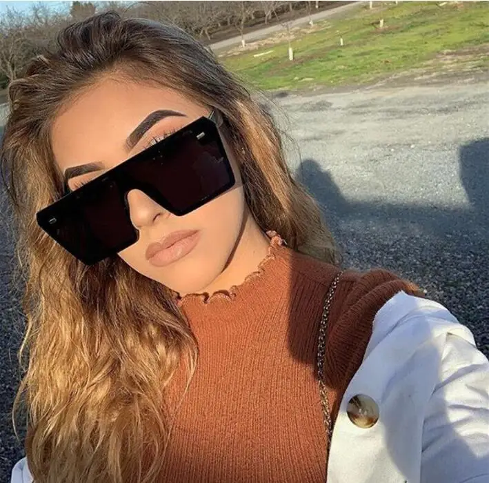 Retro-super-large frame square sunglasses for men and women with European and American fashion rice nail Sunglasses 54157