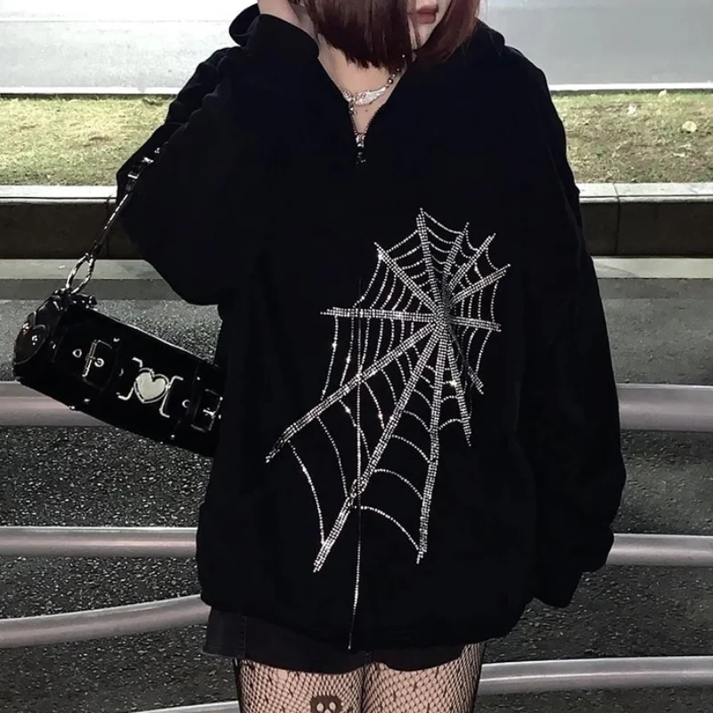 Spider Hood Sweatshirt | Spider Hoodie Jacket Coat | Spider Web Zip Hoodie  - Black - Aliexpress