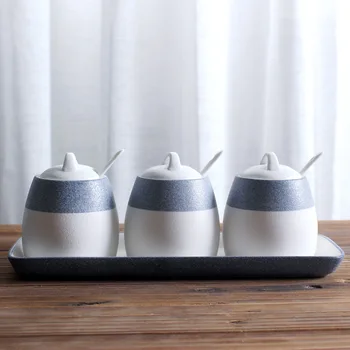 

Japanese-style snowflake glaze ceramic cruet jar salt shaker kitchen bottle set supplies seasoning