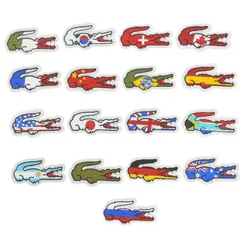 

Cartoon flag crocodile Badge Amphibian embroidery clothing patch DIY shoes hat T-shirt bag decoration Trouser hole patch