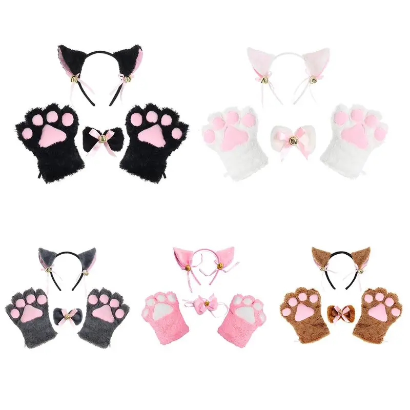 Kawaii женский плюшевый костюм для косплея девушек и женщин кошачьи ушки