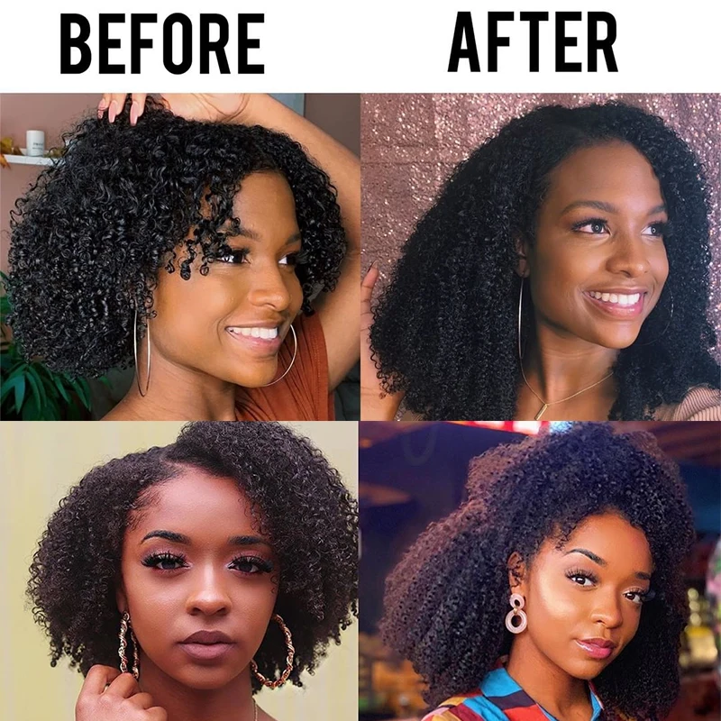 Mongolian Kinky Curly Clip In Human Hair Extensions #4 Middle Brwon 9 Pieces/Set Clip-ins Remy Curly Hair Full Head Sets 120G