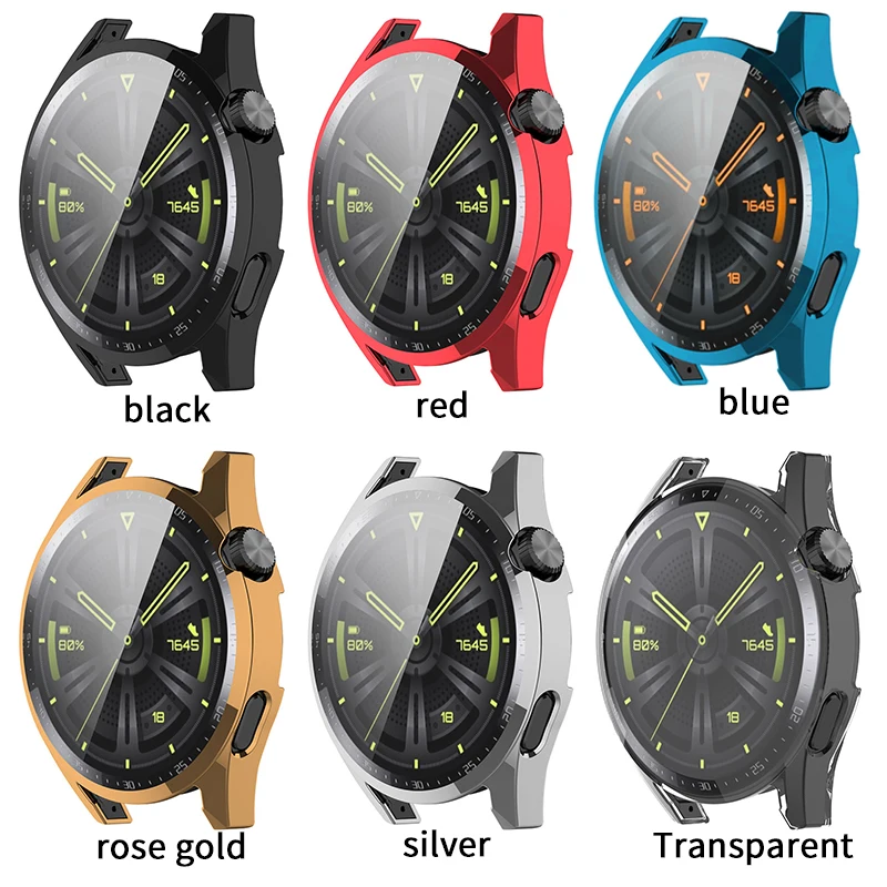 화웨이 시계 GT3 용 TPU 케이스 46mm 밴드 시계 GT3 42Mm 소프트 올라운드 소프트 스크린 프로텍터 커버 화웨이 GT 3 용 범퍼 케이스