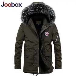JOOBOX зимняя куртка мужская брендовая одежда модная повседневная тонкая Толстая теплая Мужская s пальто парки с капюшоном длинные пальто